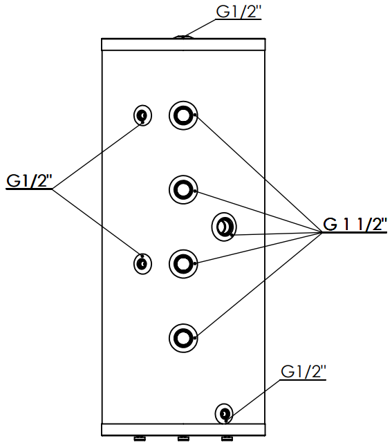 Dimensions du ballon tampon stg sta puffer abs - Diamètres piquages